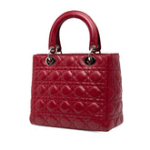 ディオール レディディオール カナージュ ミディアム ハンドバッグ ショルダーバッグ 2WAY レッド レザー レディース Dior 【中古】